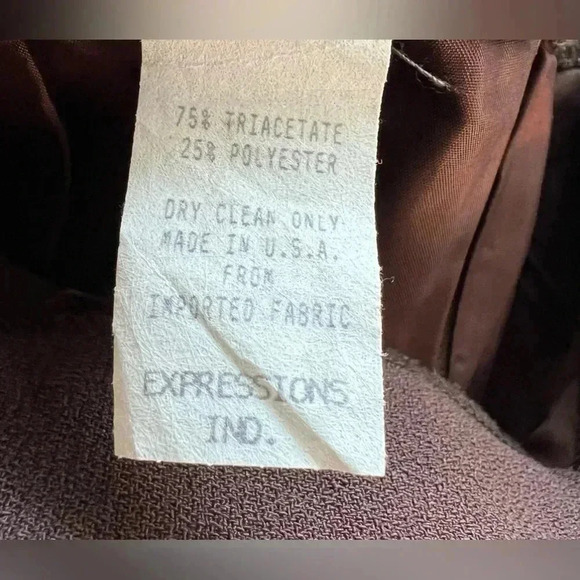 Expressions Brown Zip Front Skirt Suit Size 6 - Picture 11 of 12